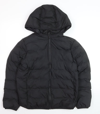 Uniqlo Boys Black 13 Years Hooded Lightweight Puffer Jacket