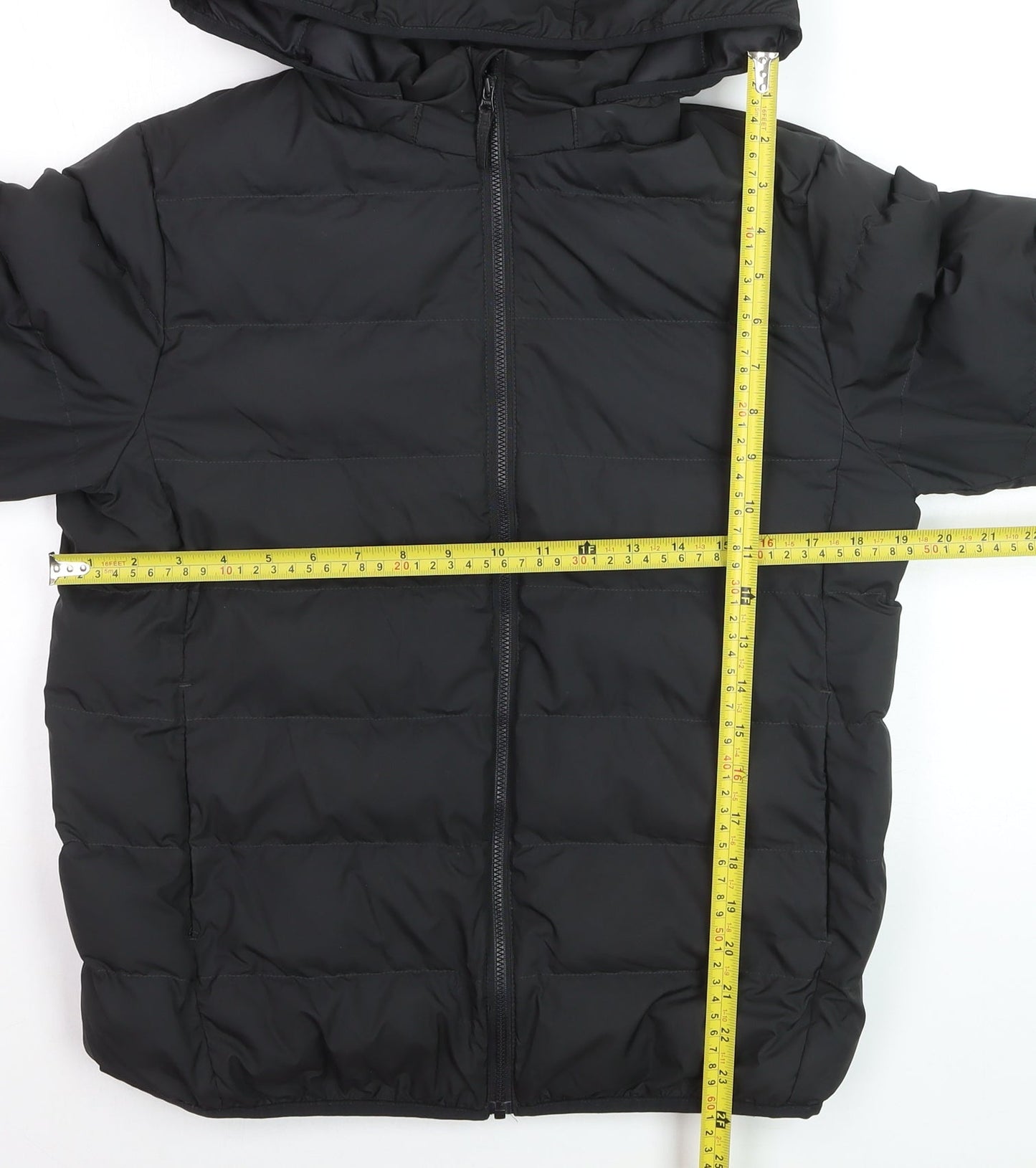 Uniqlo Boys Black 13 Years Hooded Lightweight Puffer Jacket