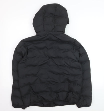 Uniqlo Boys Black 13 Years Hooded Lightweight Puffer Jacket