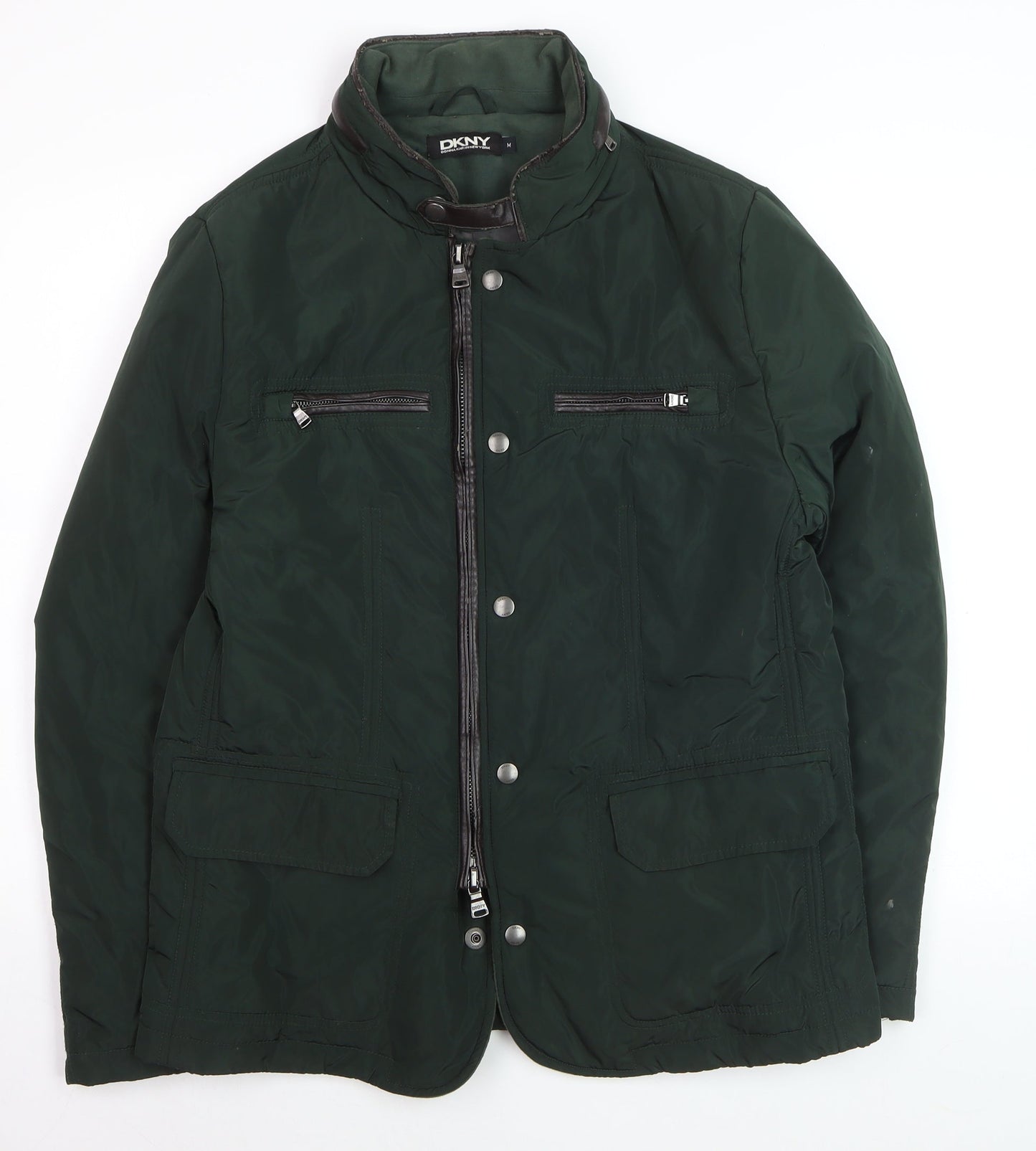 DKNY Men's Green Medium Thermo Regulated Motorcycle Jacket
