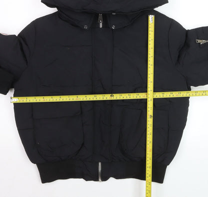 Boohoo Women's Black Hooded Puffer Jacket Size 8