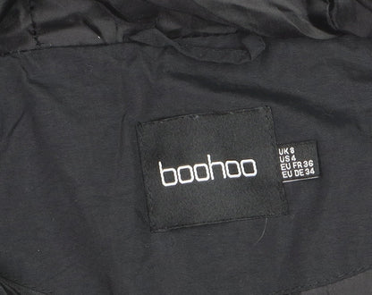 Boohoo Women's Black Hooded Puffer Jacket Size 8