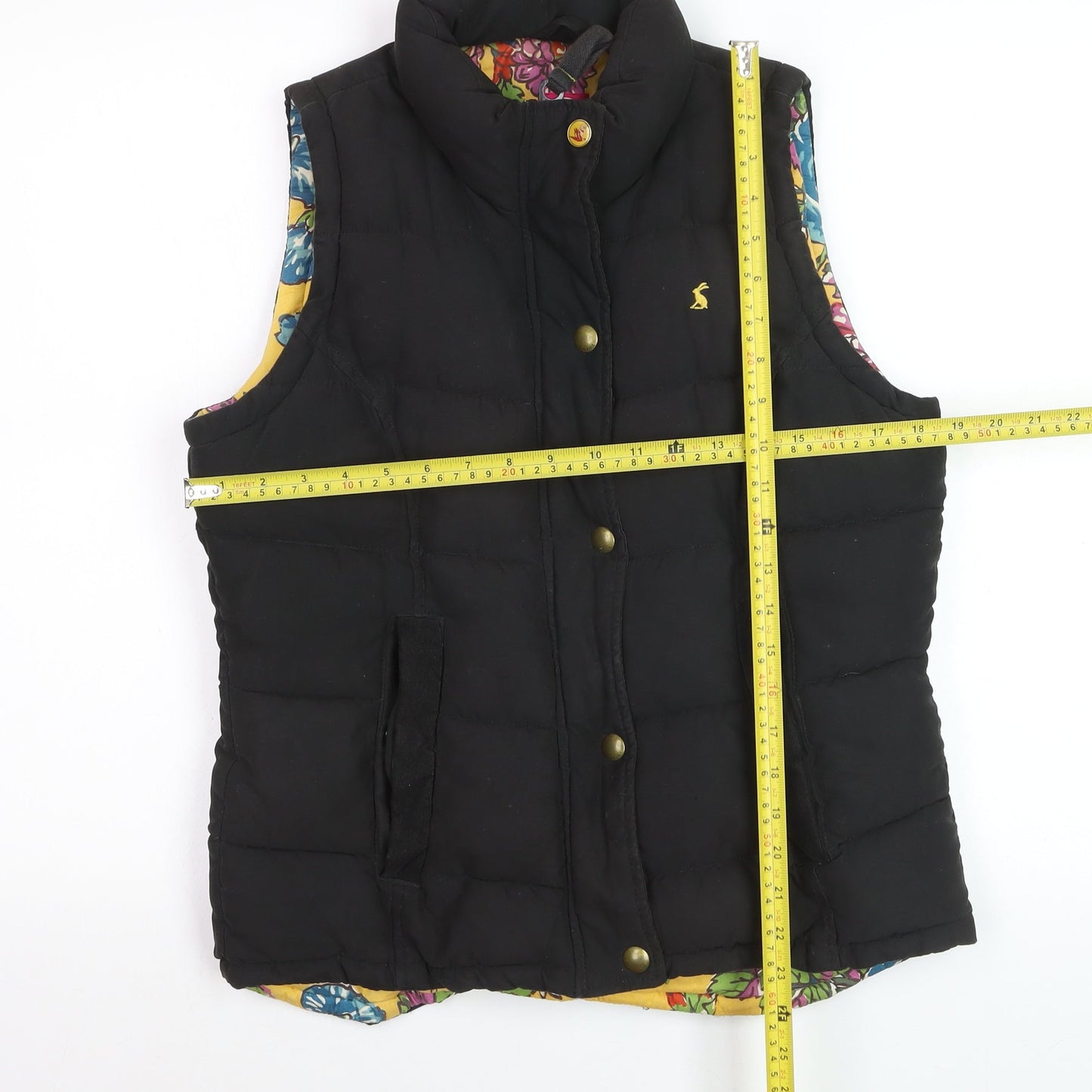 Joules Womens Black Padded Waistcoat Size 12 Sleeveless Puffer Gilet
