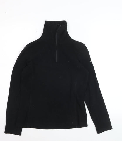 Poivre Blanc Women's Black Fleece Half Zip Pullover Sweatshirt M