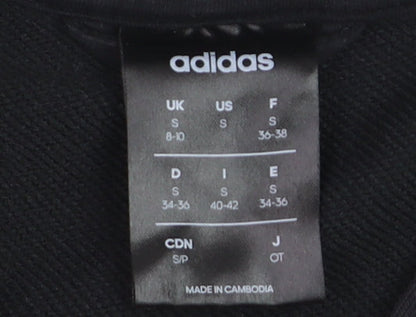 Adidas Women's Black Track Jacket Size 8 Hooded Full Zip Cotton Blend