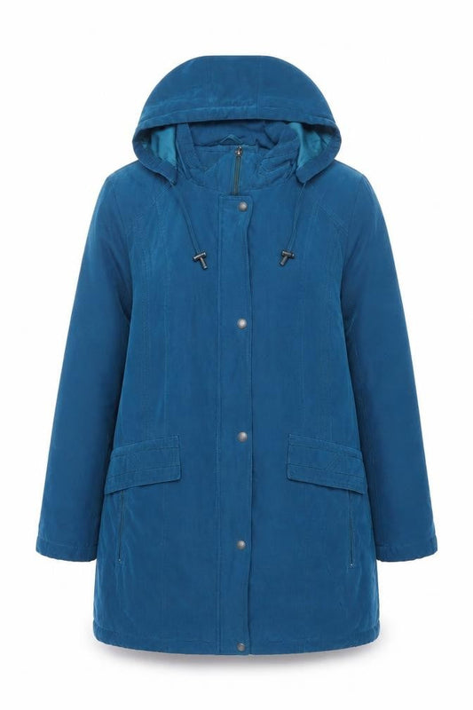 Bonmarché Women’s Blue Hooded Parka Coat Size M Long Lined
