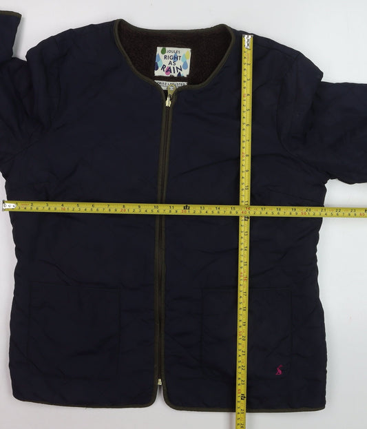Joules Womens Navy Quilted Jacket UK 16 Lined Full Zip Coat