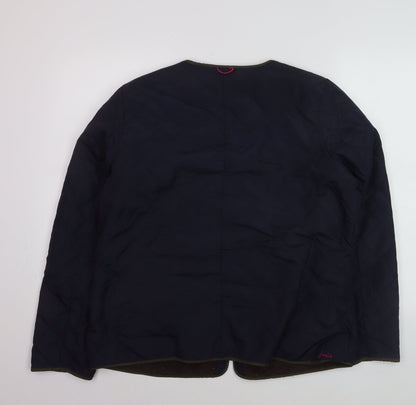 Joules Womens Navy Quilted Jacket UK 16 Lined Full Zip Coat