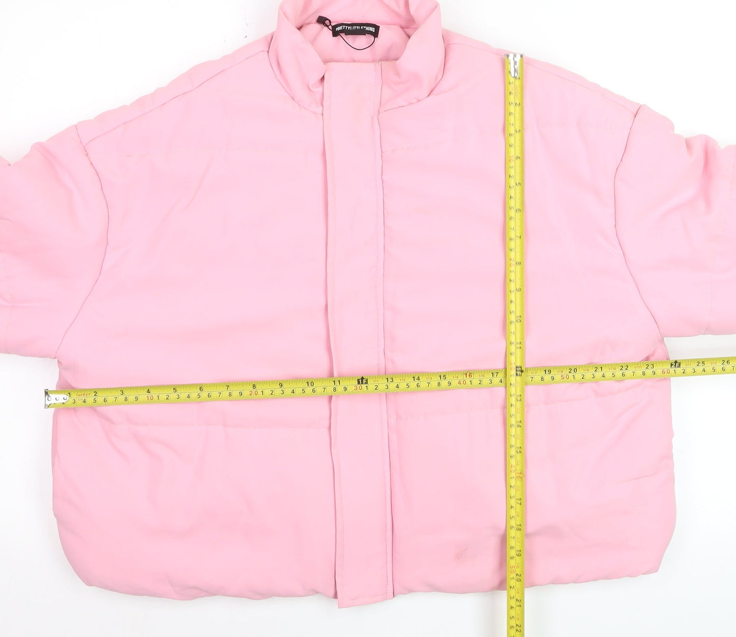 PrettyLittleThing Women's Pink Cropped Puffer Jacket Size 12