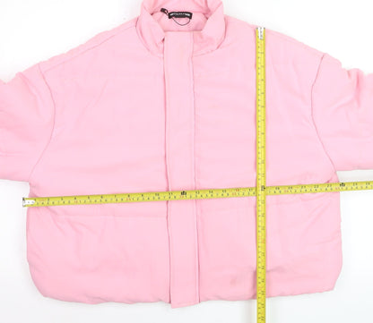 PrettyLittleThing Women's Pink Cropped Puffer Jacket Size 12