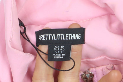 PrettyLittleThing Women's Pink Cropped Puffer Jacket Size 12