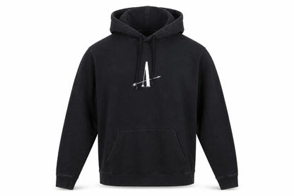 AllSaints Men Black Medium Pullover Hoodie Graphic Cotton