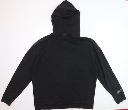 AllSaints Men Black Medium Pullover Hoodie Graphic Cotton
