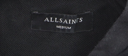 AllSaints Men Black Medium Pullover Hoodie Graphic Cotton