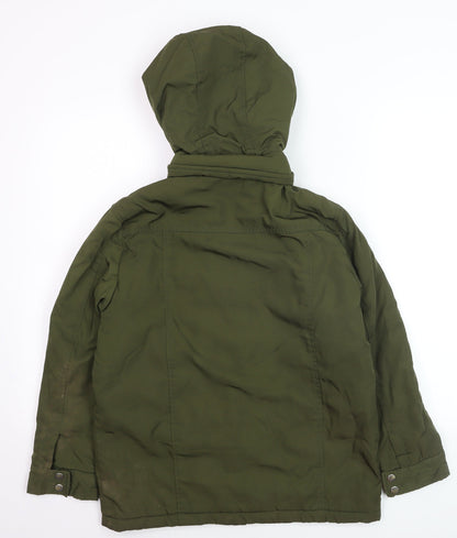 Gap Kids Boys Green Faux Fur Hooded Parka Coat L Winter Warm