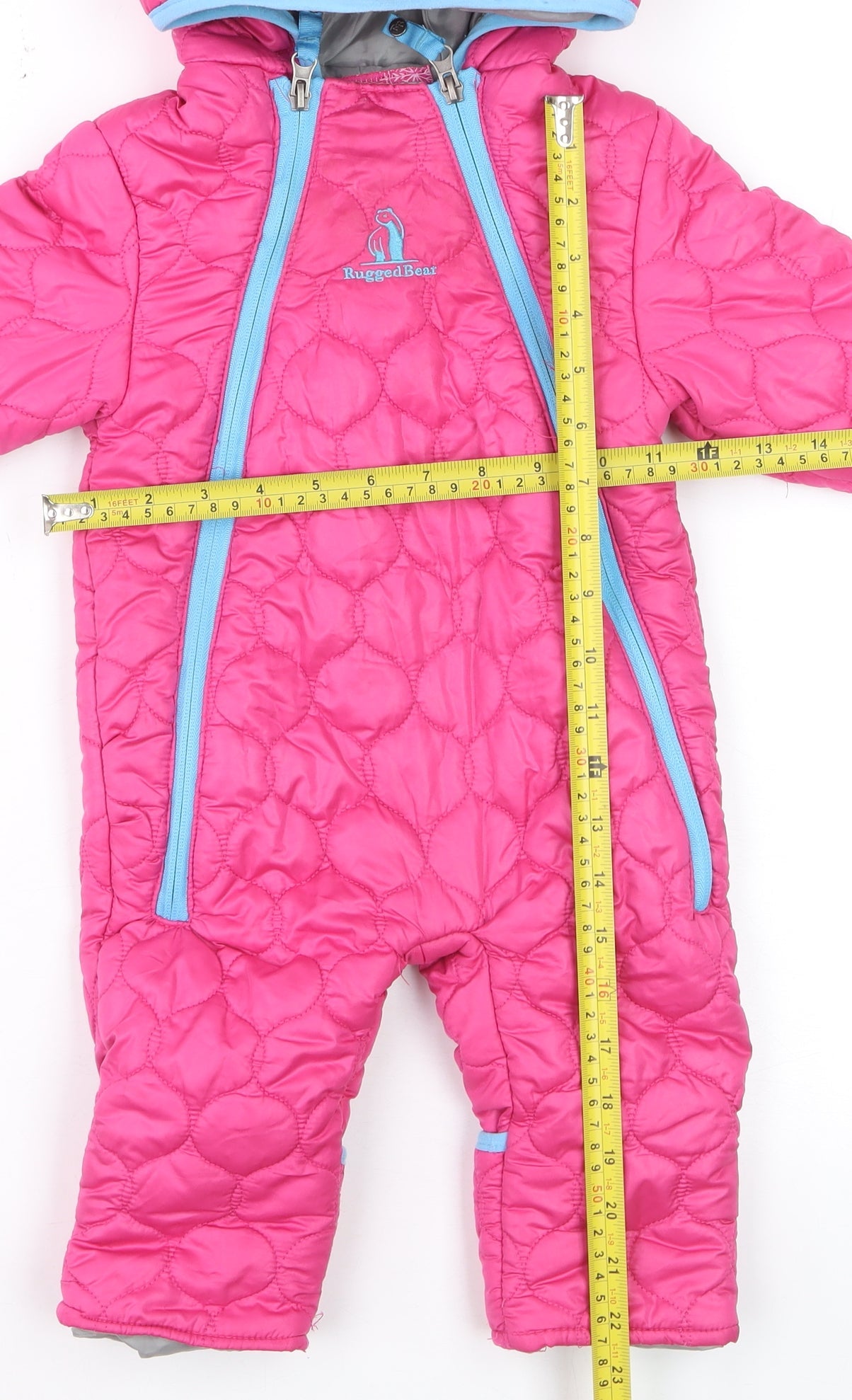Rugged Bear Unisex Baby Pink Quilted Hooded Puffer Snowsuit 6–9 Months