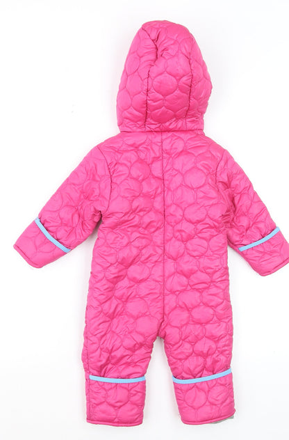 Rugged Bear Unisex Baby Pink Quilted Hooded Puffer Snowsuit 6–9 Months