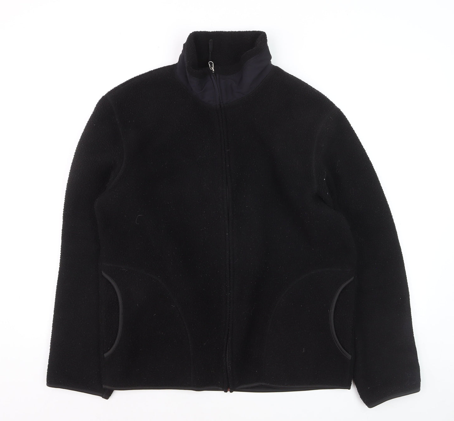 H&M Womens Black Full Zip Fleece Sweatshirt Regular Fit Size 12