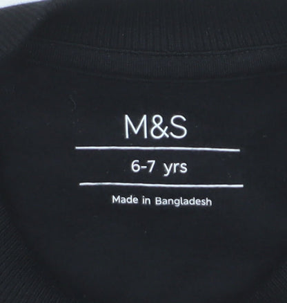 Marks and Spencer Girls Black Pullover Sweatshirt 6-7 Years New York Print
