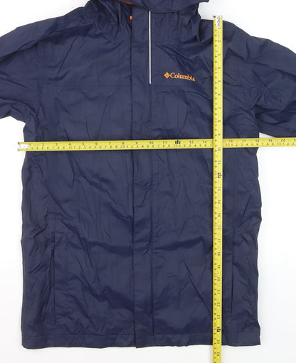 Columbia Boys Blue Hooded Waterproof Rain Coat Jacket L (14-15 Years)