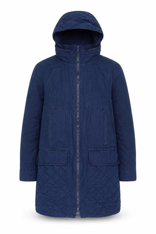 Zara Trafaluc Men's Blue Hooded Mid-Length Cotton Parka Coat Size S