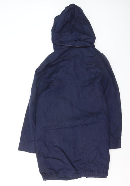 Zara Trafaluc Men's Blue Hooded Mid-Length Cotton Parka Coat Size S