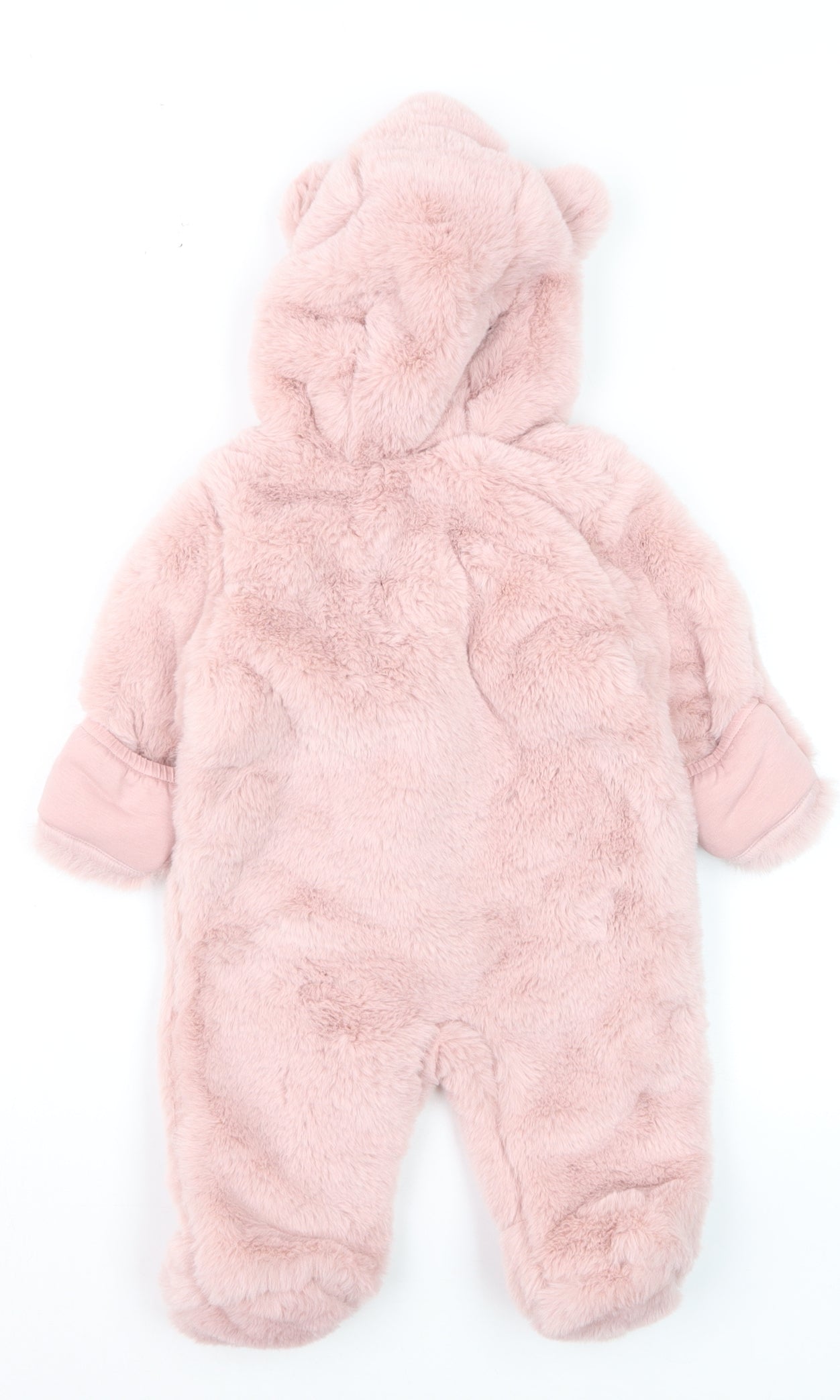Marks and Spencer Pink Faux Fur Hooded Snowsuit 0-3 Months Baby Winter Outfit