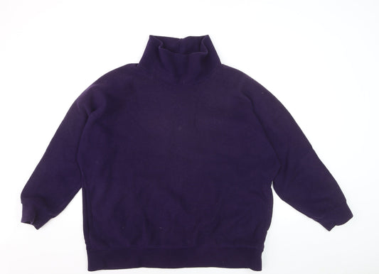 Patricia Dawson Women Purple Fleece Pullover Sweatshirt M Roll Neck