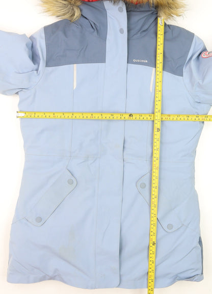 Quechua Teens Blue Waterproof Hooded Parka Jacket Size 14