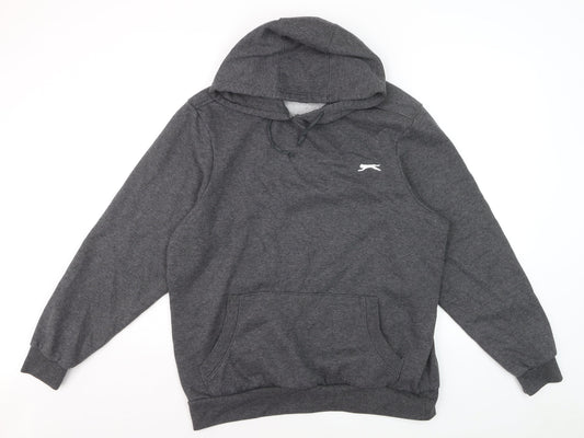 Slazenger Men’s Grey Pullover Hoodie L Fleece Lined Logo