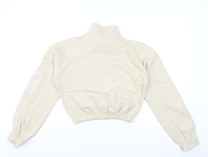 PrettyLittleThing Women Beige 1/4 Zip Pullover Sweatshirt Size S