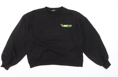 Missguided Unisex Black Graphic Print Pullover Sweatshirt Size 14