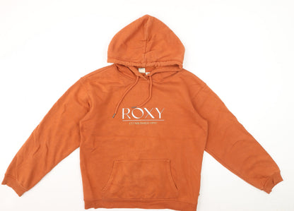 Roxy Womens Orange Pullover Hoodie Small Cotton Blend Casual