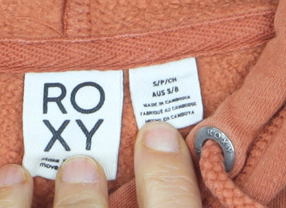 Roxy Womens Orange Pullover Hoodie Small Cotton Blend Casual