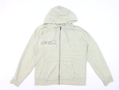 GAP Men's Beige Full Zip Hoodie L Graphic Print Cotton Blend