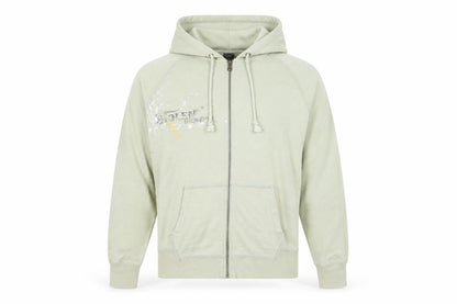 Gap Men's Beige Full Zip Hoodie L Graphic Print Cotton Blend