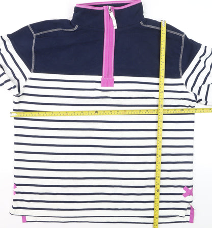 Lazy Jacks Women Navy White Striped 1/4 Zip Pullover Sweatshirt XL
