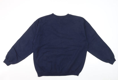 Topshop Unisex Navy Blue Alaska Embroidered Pullover Sweatshirt L