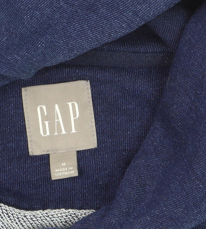 GAP Men's Blue Pullover Hoodie Medium Cotton Logo Sweatshirt