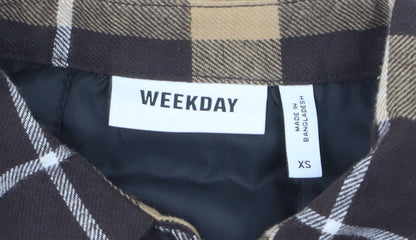 Weekday Men's Brown Check Flannel Lined Cotton Shirt XS