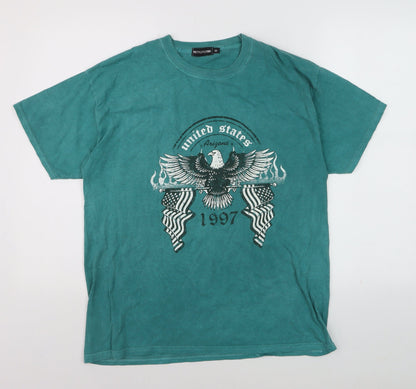 PrettyLittleThing Women's Green USA Graphic T-Shirt Size M