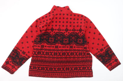 Coldwater Creek Unisex Red Fair Isle Fleece 1/4 Zip Sweatshirt 2XL