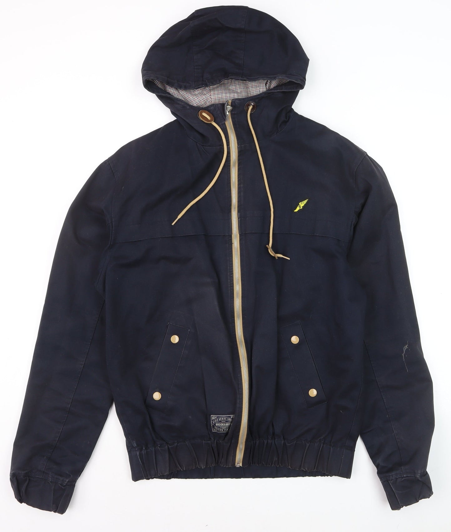 Brookhaven Men's Blue L Hooded Windbreaker Jacket with Zip Pockets