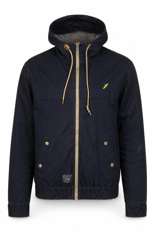 Brookhaven Men's Blue L Hooded Windbreaker Jacket with Zip Pockets