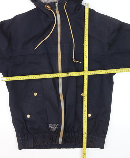 Brookhaven Men's Blue L Hooded Windbreaker Jacket with Zip Pockets