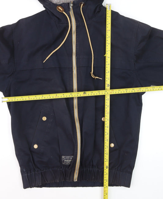 Brookhaven Men's Blue L Hooded Windbreaker Jacket with Zip Pockets