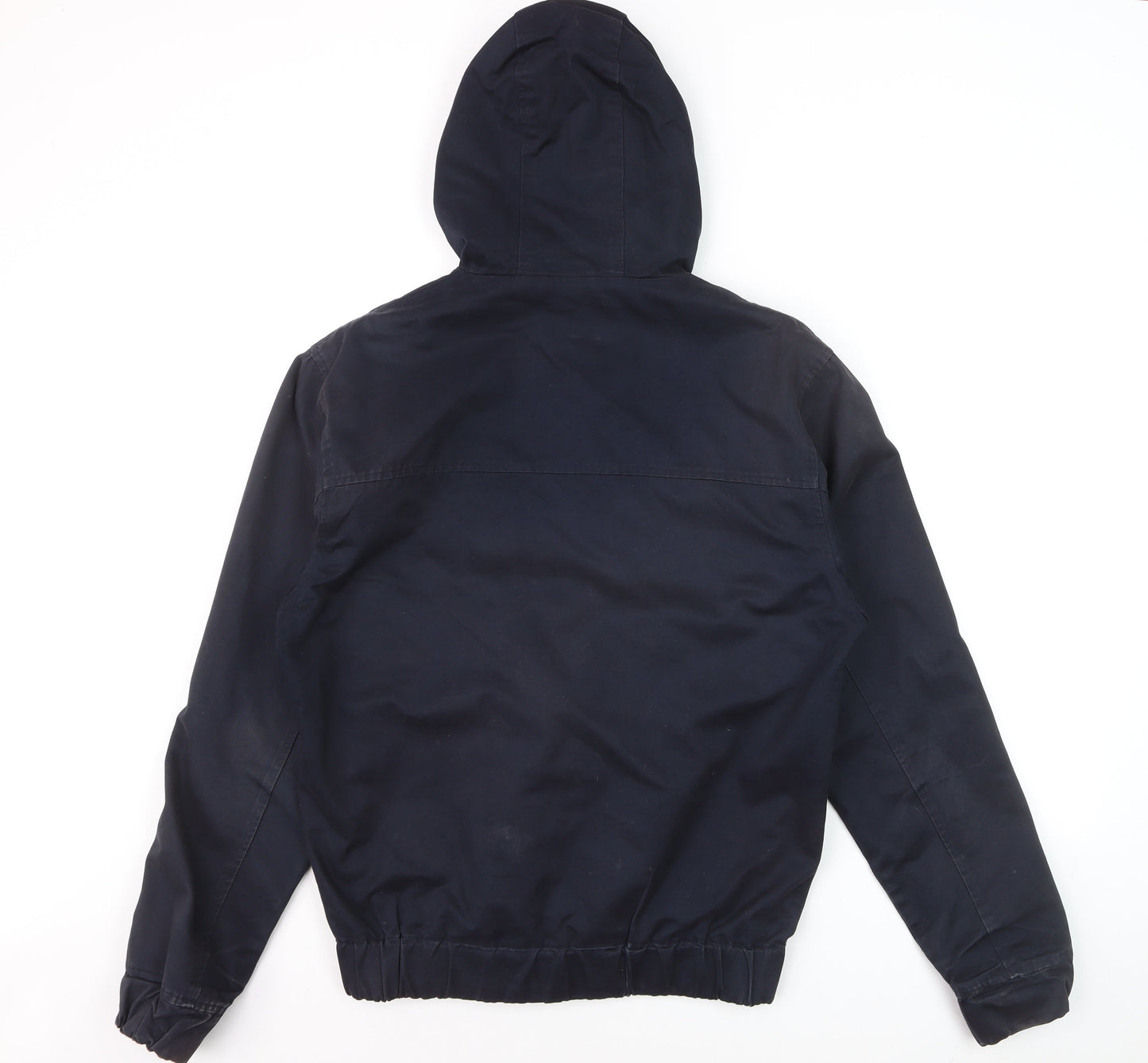 Brookhaven Men's Blue L Hooded Windbreaker Jacket with Zip Pockets
