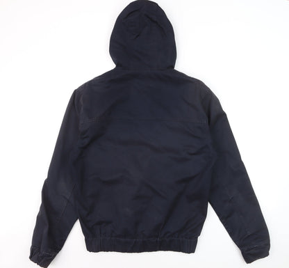 Brookhaven Men's Blue L Hooded Windbreaker Jacket with Zip Pockets