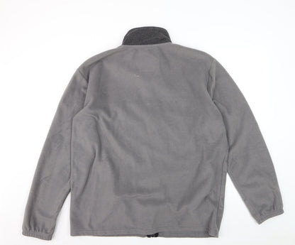 Atlas For Men Grey Full Zip Fleece Jacket L Outdoor Hiking Sweatshirt