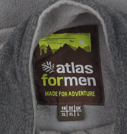 Atlas For Men Grey Full Zip Fleece Jacket L Outdoor Hiking Sweatshirt